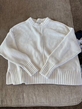 a new day Cream Ribbed Crewneck Sweater